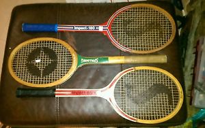 Lot of Vintage Spalding Impact 180 & 650 Match Play wood Tennis Rackets
