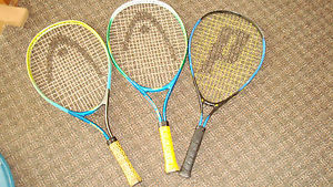 3 HAND BALL RACQUETBALL RACQUETS 1/ EXTENDER RAD PRINCE 2/  HEAD AGASSI 23 LU