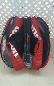 3 Wilson Burn FST 99  Racqs, strung by Tecnifiber razor code,plus 15 rak big bag