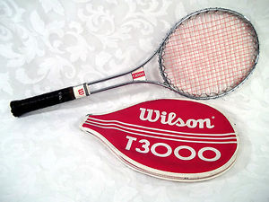 Vintage 1970's WILSON T3000 Chrome Tubular Steel Tennis Racket w Original Cover