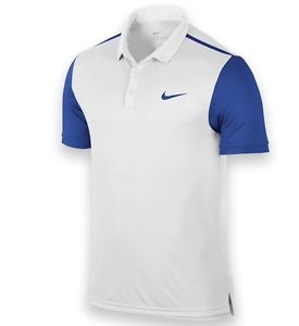 NIKE - Federer Dri-Fit Advantage Tennis Polo Shirt - White/Royal Blue - XS - $60