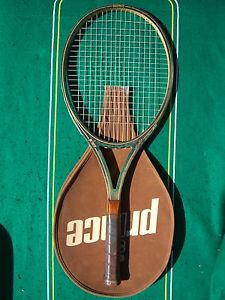 1980 Prince Woodie OS 110 16x19 Graphite-Wood Racket 4 1/2 Strung Cover EXCL