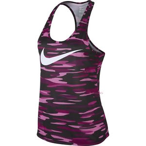 Nike Women's Legend Racerback Allover Print Swoosh Tank XS S Black Pink Gym New