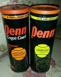 2 Factory Sealed Vintage Cans Yellow Orange Penn Tennis Balls USTA Champion