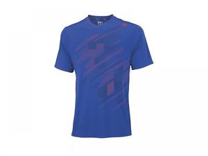 Wilson Blur Tartán cuello de pico Azul hombre Camiseta de tenis NUEVO