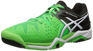 ASICS Men's GEL-Resolution 6 Tennis Shoe Flash Green/White/Black 14 D(M) US