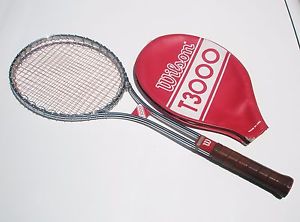 VINTAGE WILSON T3000 RACKET & COVER-CHROME FINISH,  4 3/4" GRIP-LITE-SUPER NICE