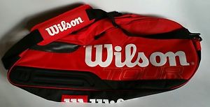 Wilson TOUR Red&Black 2 Racket Tennis Sports Bag Shoulder Strap and Handle