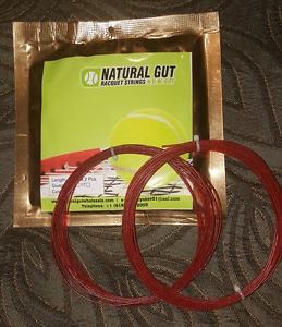 (5) SETS 16G 100% "PREMIUM" NATURAL GUT IN "RED COLOR" TENNIS RACQUET STRING