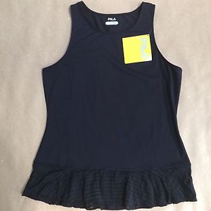 Fila Tennis Black Collezione Peplum Tank Size M