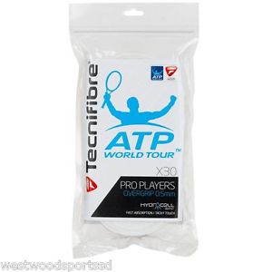 TECNIFIBRE ATP PRO PLAYERS OVERGRIP 30 PACK NEW (WHITE) TENNIS RACQUET