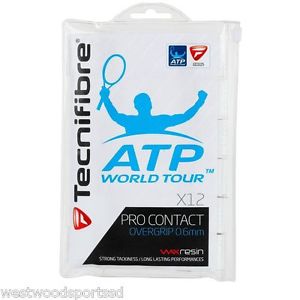 TECNIFIBRE ATP PRO CONTACT OVERGRIP 12 PACK NEW (WHITE) TENNIS RACQUET
