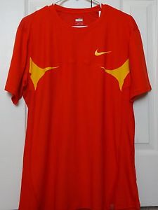 NWT Nike Tennis Men's FitDry Power Crew - Large - Red & Yellow