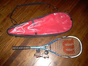 WILSON X5 HYPER TITANIUM SQUASH RACQUET COMPLETE SET GOGGLES BALLS COVER $109