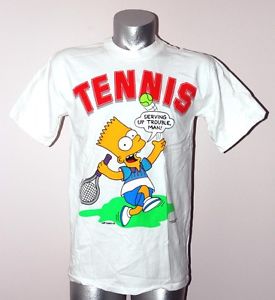 Tennis T-Shirt "Bart Simpson / Serving Up Trouble" 100% Cotton  (Men's Large)