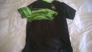 Slazenger Men's Match Smoky Cat Tennis Crew Large Black / Android Green MSRP $40