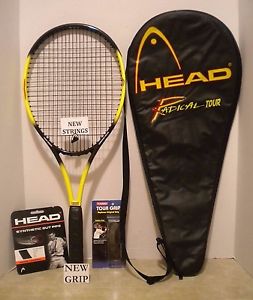 Head Radical Tour OS 107 Tennis Racquet 4 1/2 - NEW STRINGS/GRIP + EUC