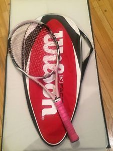 Wilson KZen Team FX K Factor Tennis Racquet Pink w/ new pink strings&Wilson case