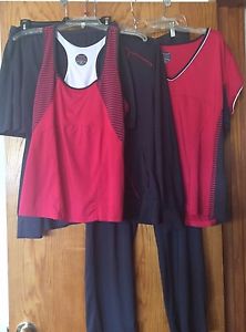 Women's 5 Piece Red & Gray Bolle Tennis Outfit, Lg & XL