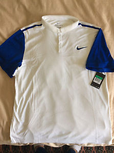 NIKE Dri-Fit Advantage Tennis Polo Shirt - White/Royal Blue - XL - $60