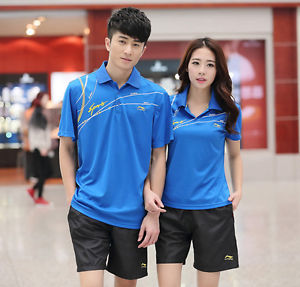 Hot Men Li-Ning Badminton table tennis Sportswear T-Shirt+Short Tracksuits Suit