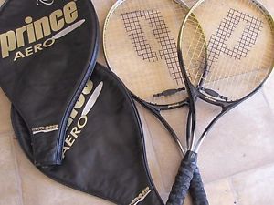 Lot of 2 Prince Synergy Aero Tennis Rackets - 4 1/2" Grip w/Covers