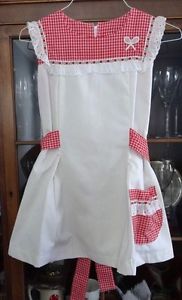 VINTAGE Tennis Dress 4 White Red Gingham Tracy Austin Wimbledon Little Miss USTA