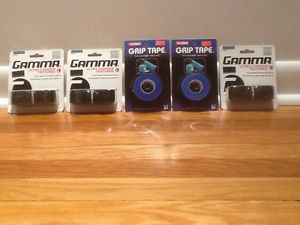 TENNIS GIFT PACK 3 GAMMA ULTRA GRIPS BLACK  AND 2  BLUE GAUZE OVER-GRIPS  $18.00