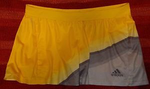 ADIDAS FORMOTION ADIZERO TENNIS SKIRT YELLOW GRAY US WOMENS SZ L CLIMALITE