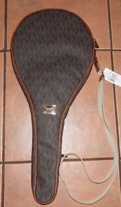 Michael Kors MK Logo COATED Tennis Racket Cover - BROWN- NWT