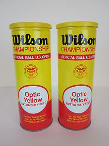 2 Vintage Wilson Tennis Balls Cans sports equipment racquet gear US Open yellow