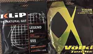 2 Sets Natural Gut,  Klip, Volkl, 16 Great Feel, Easy On Arm