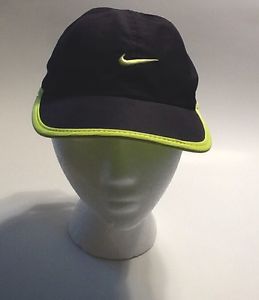 Black & Neon Lime NIKE Golf Men-Women's Runner DRI-FIT Tennis Hat Featherlight