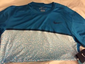 NIKE TENNIS SHIRT  DRI-FIT SIZE MEDIUM MULTI BLUE COLORS  ( SEE PICTURES)