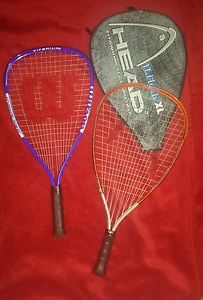 2 Titanium Racketball Rackets 1 Wilson 1 Head