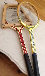 2 Vintage Spalding Belgium Impact 652 & 650 Wood Tennis Raquets French Ash Frame