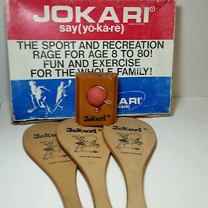 Jokari Made in France Original Box Three Paddles One Ball Set  Vintage 1950's