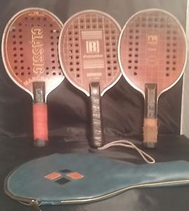 3 vintage Marcraft Paddle Ball Racquets Estate Find with One Cover