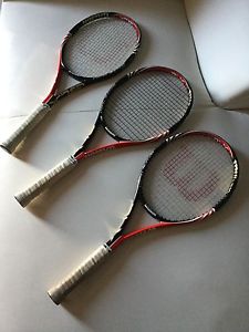 Three Wilson Six.One Team BLX Racquets With 4 3/8" L3 Grips