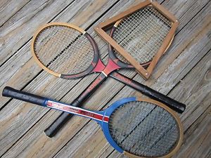 3 Vintage wood tennis raquets-1 Wilson Set Point & 2 Kennex Pro (1 straightener)