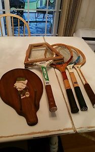 4 vintage wood tennis racket plus cool wall mount