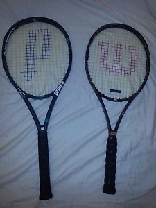 Lot of 2 Tennis Racket Prince Graphite Wilson Titanium Reflex Soft Shock Ultra