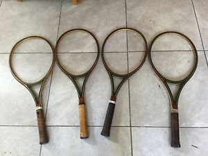 Lot of 4 Prince woodie vintage tennis racquets Good Condition