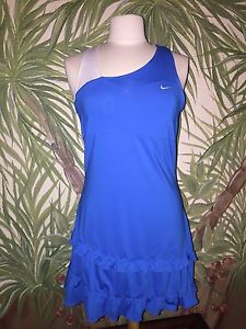 Women's Large•Nike Dri-Fit•Tennis Dress Built in Sports Bra -Royal Blue/White