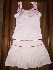 NIKE Dri-Fit•Womens Medium•2pc SET Tennis SKORT & Top W/Bra>EXCELLENT Cond