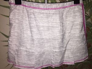 Women's 4•Adidas Climacool• Tennis Skort Gray & White W/Hot Pink Trim EUC