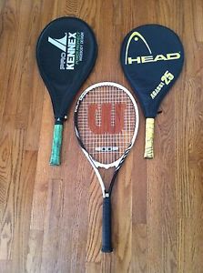 3 Tennis Racquets lot rackets Agassi 25 Head Wilson Tour Slam Pro Kennex used