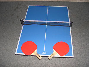 Table jeu interieur ping-pong Cornilleau hobby microbleu avec filet et raquettes