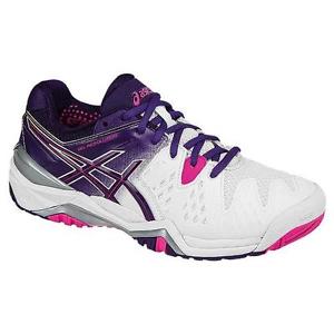 Asics Gel RESOLUTION 6 Womens E550Y 0133 White/Purple/Hot Pink Tennis Shoes Sz 9