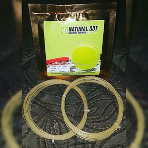 (4) SETS 17G 100% "PREMIUM" NATURAL GUT TENNIS RACQUET STRING IN NATURAL COLOR